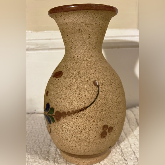 Vintage Floral Quail Bird Handmade Mexican Art Pottery Flower Vase Signed 8.25”T - Picture 7 of 8